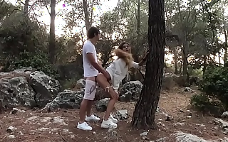 Teen fucked in a forest