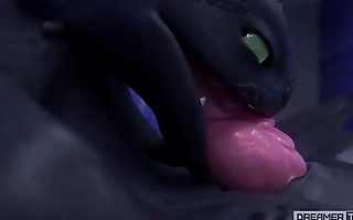 BIG BLACK DRAGON DRINKS HIS Purblind CUM With an increment of SPILLS Moneyed Up [TOOTHLESS]