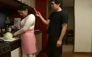 Japanese Stepmom and Son in Kitchen Game