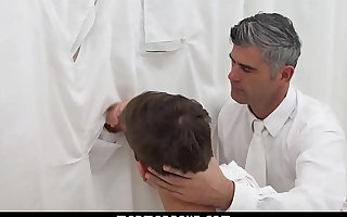 Boy fucked while sucking huge cock elbow one's disposal religious order gloryhole