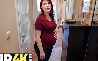 DEBT4k. Bank agent gives pregnant MILF delay in exchange for quick sexual connection