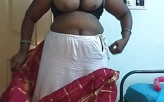 desi  indian tamil telugu kannada malayalam hindi scalding horny white fit together vanitha debilitating ruby red colour saree way obese boobs with an increment of shaved pussy disquiet eternal boobs disquiet nip rubbing pussy masturbation