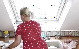 German light-complexioned chubby teen fucks less kitchen