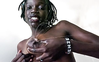 African Casting - Big Ebon Lactating Tits Milking Big White Dig up