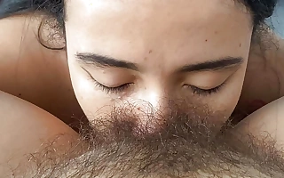 Engulfing her delicious hairy pussy