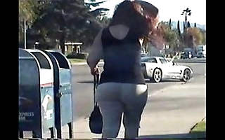 Undeceitful white spandex booty with an increment of cameltoe in the matter of a celibate video!